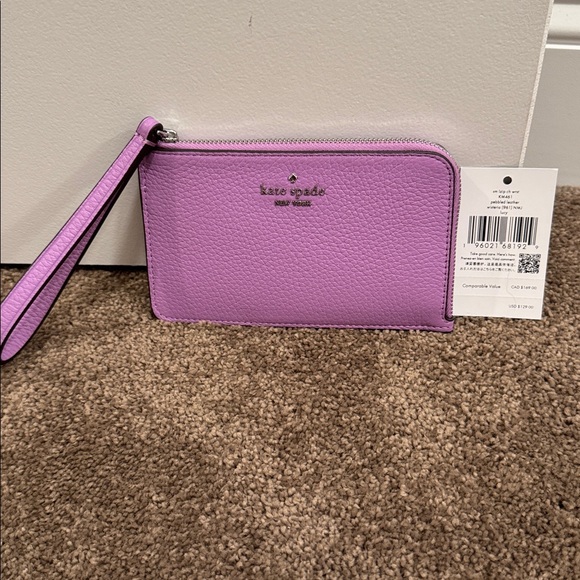 Kate Spade small pebbled leather wisteria lavender wristlet NWT - Picture 1 of 5